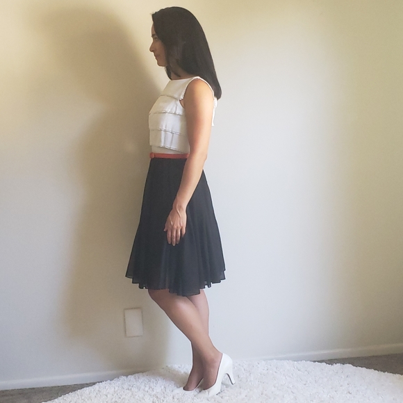 1950s 1960s Vintage Miss Elliotte California Black & White Dress Tiered Bodice - Picture 7 of 13